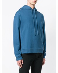 blauer bedruckter Pullover mit einem Kapuze von Raf Simons