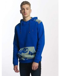 blauer bedruckter Pullover mit einem Kapuze von Cyprime