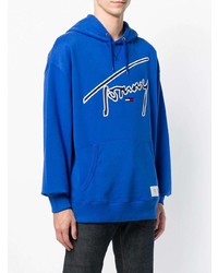 blauer bedruckter Pullover mit einem Kapuze von Tommy Jeans