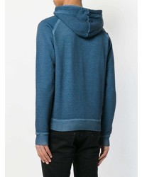 blauer bedruckter Pullover mit einem Kapuze von DSQUARED2