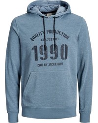 blauer bedruckter Pullover mit einem Kapuze von Jack & Jones