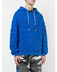 blauer bedruckter Pullover mit einem Kapuze von Mostly Heard Rarely Seen