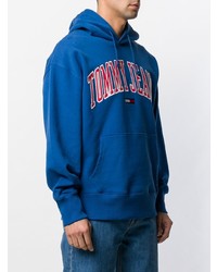 blauer bedruckter Pullover mit einem Kapuze von Tommy Jeans