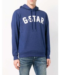 blauer bedruckter Pullover mit einem Kapuze von G-Star Raw Research