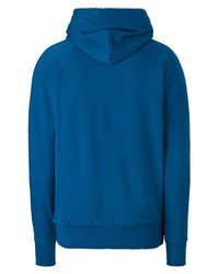 blauer bedruckter Pullover mit einem Kapuze von Logoshirt