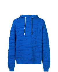 blauer bedruckter Pullover mit einem Kapuze von Mostly Heard Rarely Seen
