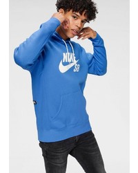 blauer bedruckter Pullover mit einem Kapuze von Nike SB