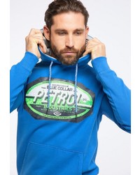 blauer bedruckter Pullover mit einem Kapuze von Petrol Industries