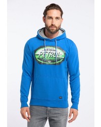 blauer bedruckter Pullover mit einem Kapuze von Petrol Industries