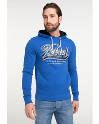 blauer bedruckter Pullover mit einem Kapuze von Petrol Industries