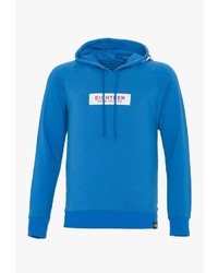 blauer bedruckter Pullover mit einem Kapuze von PLUS EIGHTEEN