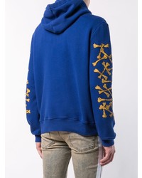 blauer bedruckter Pullover mit einem Kapuze von Amiri