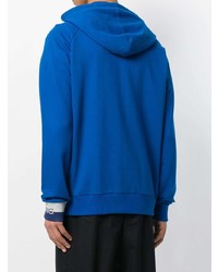 blauer bedruckter Pullover mit einem Kapuze von Lanvin