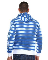 blauer bedruckter Pullover mit einem Kapuze von R-NEAL