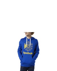 blauer bedruckter Pullover mit einem Kapuze von Reebok Classic