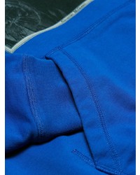 blauer bedruckter Pullover mit einem Kapuze von Alexander McQueen