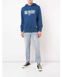 blauer bedruckter Pullover mit einem Kapuze von Neighborhood