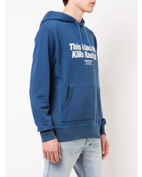 blauer bedruckter Pullover mit einem Kapuze von Neighborhood