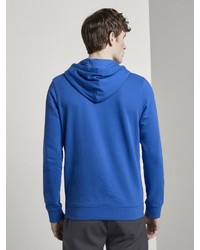 blauer bedruckter Pullover mit einem Kapuze von Tom Tailor Denim