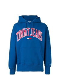 blauer bedruckter Pullover mit einem Kapuze von Tommy Jeans
