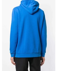 blauer bedruckter Pullover mit einem Kapuze von adidas