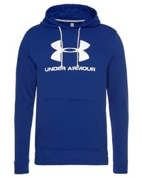 blauer bedruckter Pullover mit einem Kapuze von Under Armour