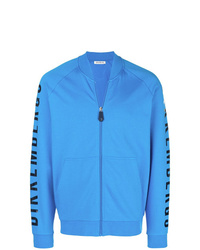 blauer bedruckter Pullover mit einem Reißverschluß von Dirk Bikkembergs