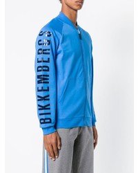 blauer bedruckter Pullover mit einem Reißverschluß von Dirk Bikkembergs
