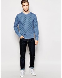 blauer bedruckter Pullover mit einem Rundhalsausschnitt von Ben Sherman