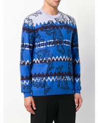 blauer bedruckter Pullover mit einem Rundhalsausschnitt von Kenzo