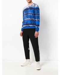 blauer bedruckter Pullover mit einem Rundhalsausschnitt von Kenzo