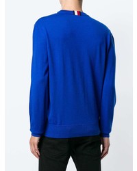 blauer bedruckter Pullover mit einem Rundhalsausschnitt von Hilfiger Collection