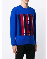 blauer bedruckter Pullover mit einem Rundhalsausschnitt von Hilfiger Collection