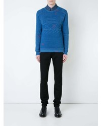 blauer bedruckter Pullover mit einem Rundhalsausschnitt von Kent & Curwen