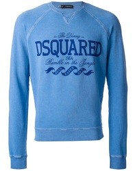 blauer bedruckter Pullover mit einem Rundhalsausschnitt von DSquared