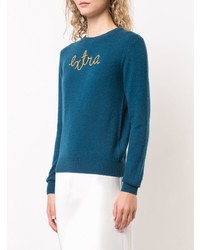 blauer bedruckter Pullover mit einem Rundhalsausschnitt von Lingua Franca