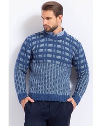 blauer bedruckter Pullover mit einem Rundhalsausschnitt von FiNN FLARE