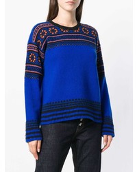 blauer bedruckter Pullover mit einem Rundhalsausschnitt von RED Valentino