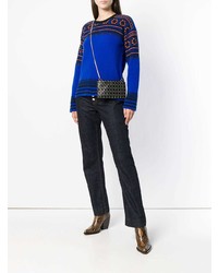 blauer bedruckter Pullover mit einem Rundhalsausschnitt von RED Valentino