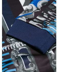 blauer bedruckter Pullover mit einem Rundhalsausschnitt von Versace Jeans