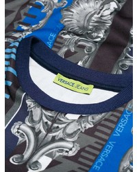blauer bedruckter Pullover mit einem Rundhalsausschnitt von Versace Jeans