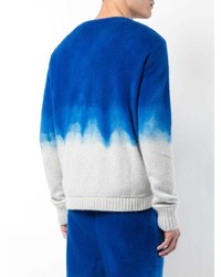 blauer bedruckter Pullover mit einem Rundhalsausschnitt von The Elder Statesman