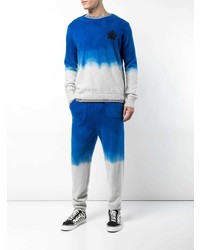 blauer bedruckter Pullover mit einem Rundhalsausschnitt von The Elder Statesman