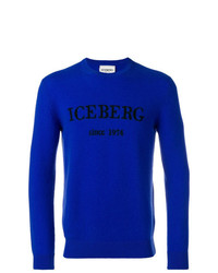 blauer bedruckter Pullover mit einem Rundhalsausschnitt von Iceberg