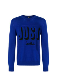 blauer bedruckter Pullover mit einem Rundhalsausschnitt von Just Cavalli