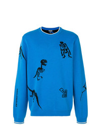 blauer bedruckter Pullover mit einem Rundhalsausschnitt von Lanvin