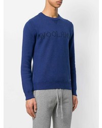 blauer bedruckter Pullover mit einem Rundhalsausschnitt von Woolrich