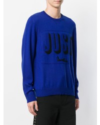 blauer bedruckter Pullover mit einem Rundhalsausschnitt von Just Cavalli