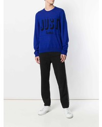 blauer bedruckter Pullover mit einem Rundhalsausschnitt von Just Cavalli