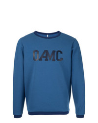 blauer bedruckter Pullover mit einem Rundhalsausschnitt von Oamc